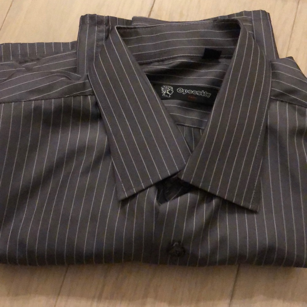 Men’s Purple Striped Button Up Dress Shirt